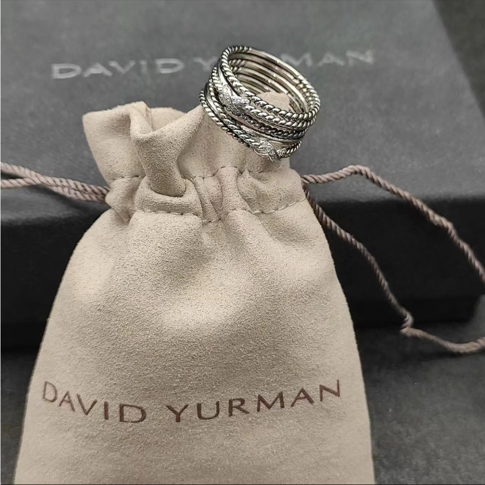 David Yurman Stackable Silver-Tone Twisted Rope Ring sz8 - Picture 2 of 8